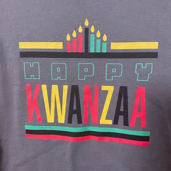 Nordstrom Rack Happy Kwanzaa Tshirt Toddler Size 3 Grey Gray Holiday 100% Cotton - Picture 2 of 5